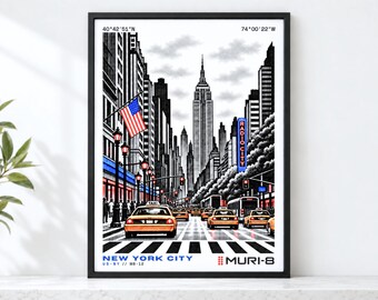 NYC Wall Art • Printable New York City Poster • MURI-8 Dot-Matrix