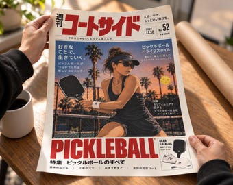 コートサイド Pickleball Print • Japanese Sports Poster • Waterproof Giclée Canvas • @FBCArtStudio