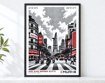 Vietnam Wall Art • Printable Saigon Poster • MURI-8 Dot-Matrix
