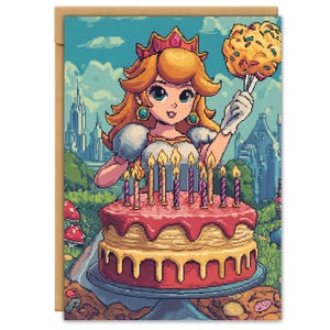 Cartes d&#39;anniversaire princesse Peach - Mohawk extrafin de qualité supérieure par FBC | Cartes d&#39;anniversaire amusantes, cadeaux d&#39;anniversaire uniques, fête d&#39;anniversaire