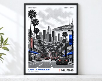 Los Angeles Art • Printable California Poster • MURI-8 Dot-Matrix