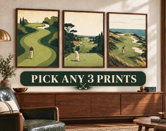 1960s Golf Prints • Set of 3 (Mix & Match) • Sixties Golf Collection