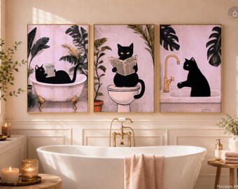 Set of 3 Waterproof Prints – Whimsical Bathroom Decor | FBC Canvas Wall Art