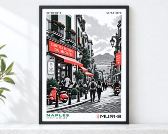 Italy Wall Art • Printable Naples Poster • MURI-8 Dot-Matrix