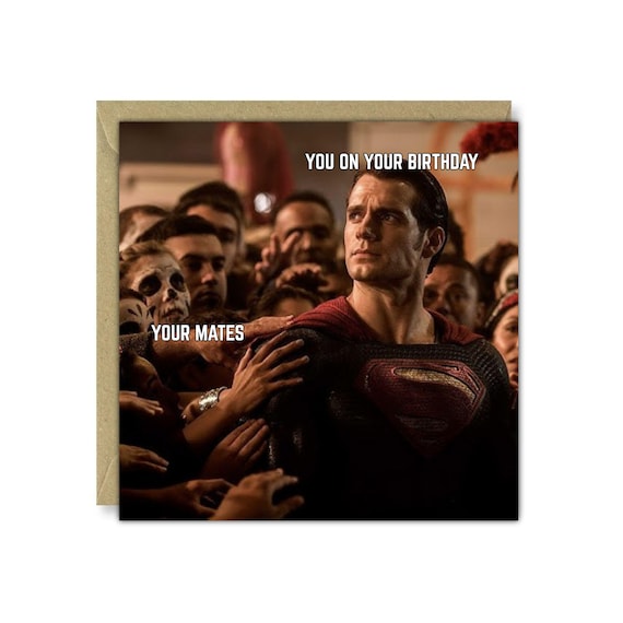 Superman Meme Birthday Card • FBC Square 280gsm Gloss-Finished