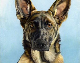 Custom Pet Portrait - painting of pet, dog art, German Shepherd painting