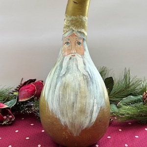 Gold Santa Gourd handpainted vintage