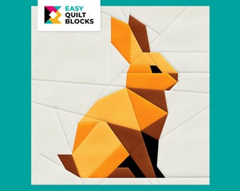 Bunny Quilt Block FPP Pattern: Spring Easter Sewing (20x20") (PDF Pattern)