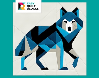 Wolf Quilt Block Pattern: Modern Paper Piecing (20x20") (PDF Pattern)