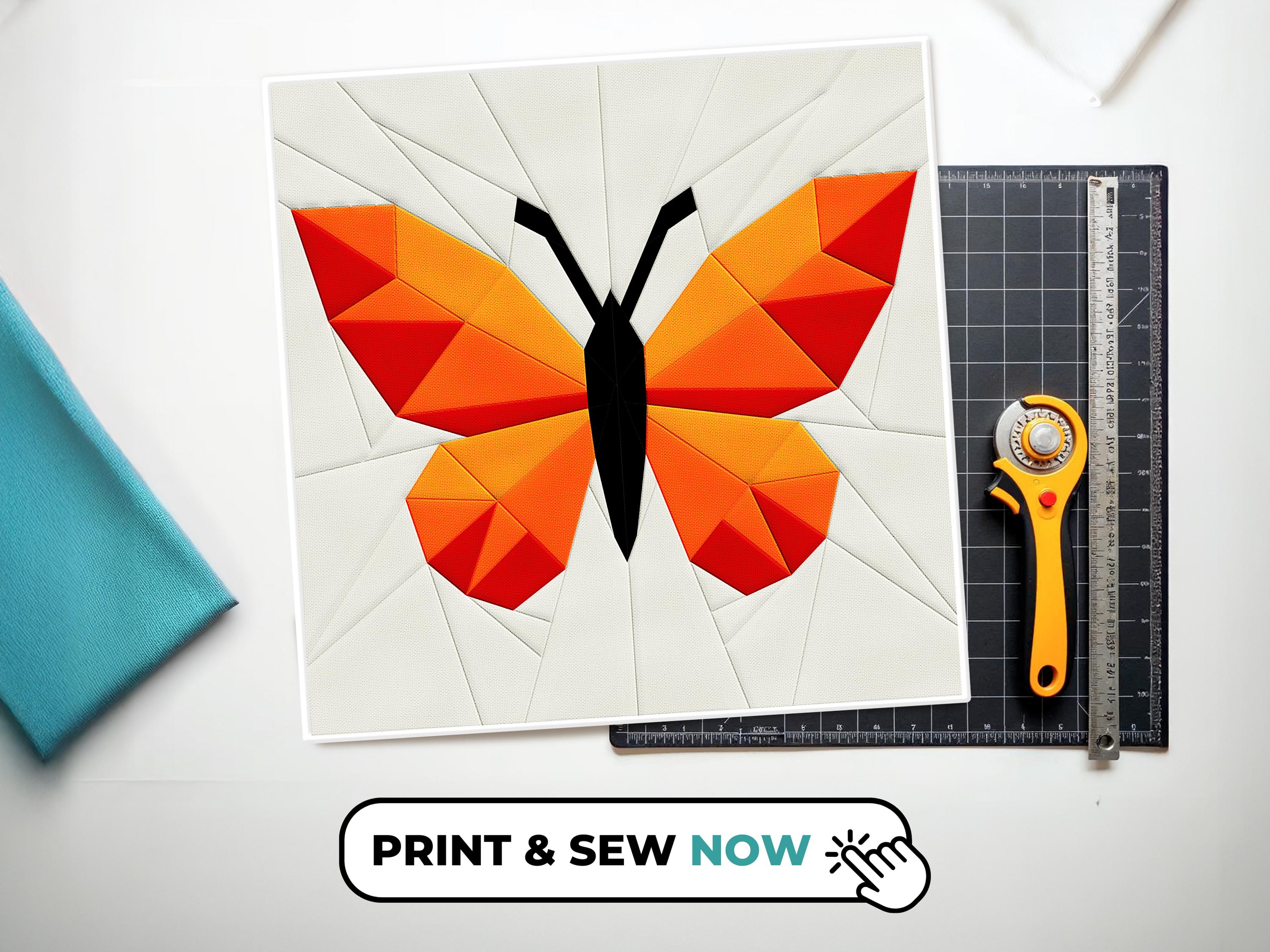 Butterfly Quilt Block FPP Pattern: Modern Spring Sewing (20x20