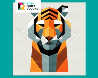Tiger FPP Quilt Pattern: Beginner-Friendly Jungle Design (20x20") (PDF Pattern)