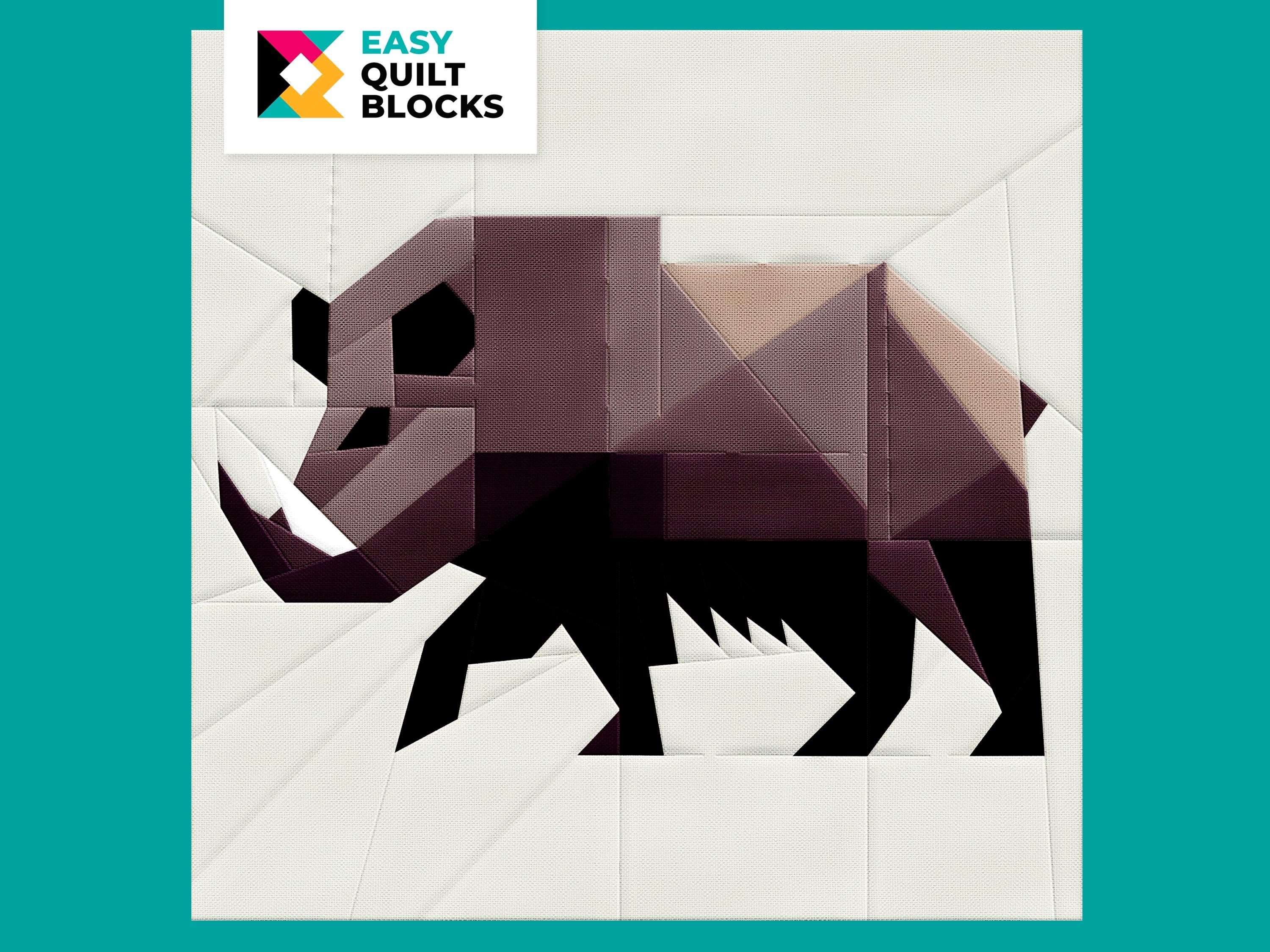 Boar Pattern Wild Boar Quilt Block Pattern: Rustic Forest Design (20x20