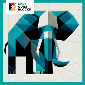 FPP Pattern - EASY Elephant QUILT Block | Bold Paper Pieced Quilt Pattern for Safari Quilts, Animal Projects & Home Decor | 20x20&quot;
