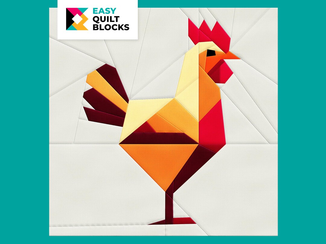 Chicken Quilt Block Pattern: Geometric Farmhouse Design (20x20
