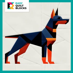 Doberman Quilt Block Pattern: Beginner FPP, 20x20 (PDF Pattern)
