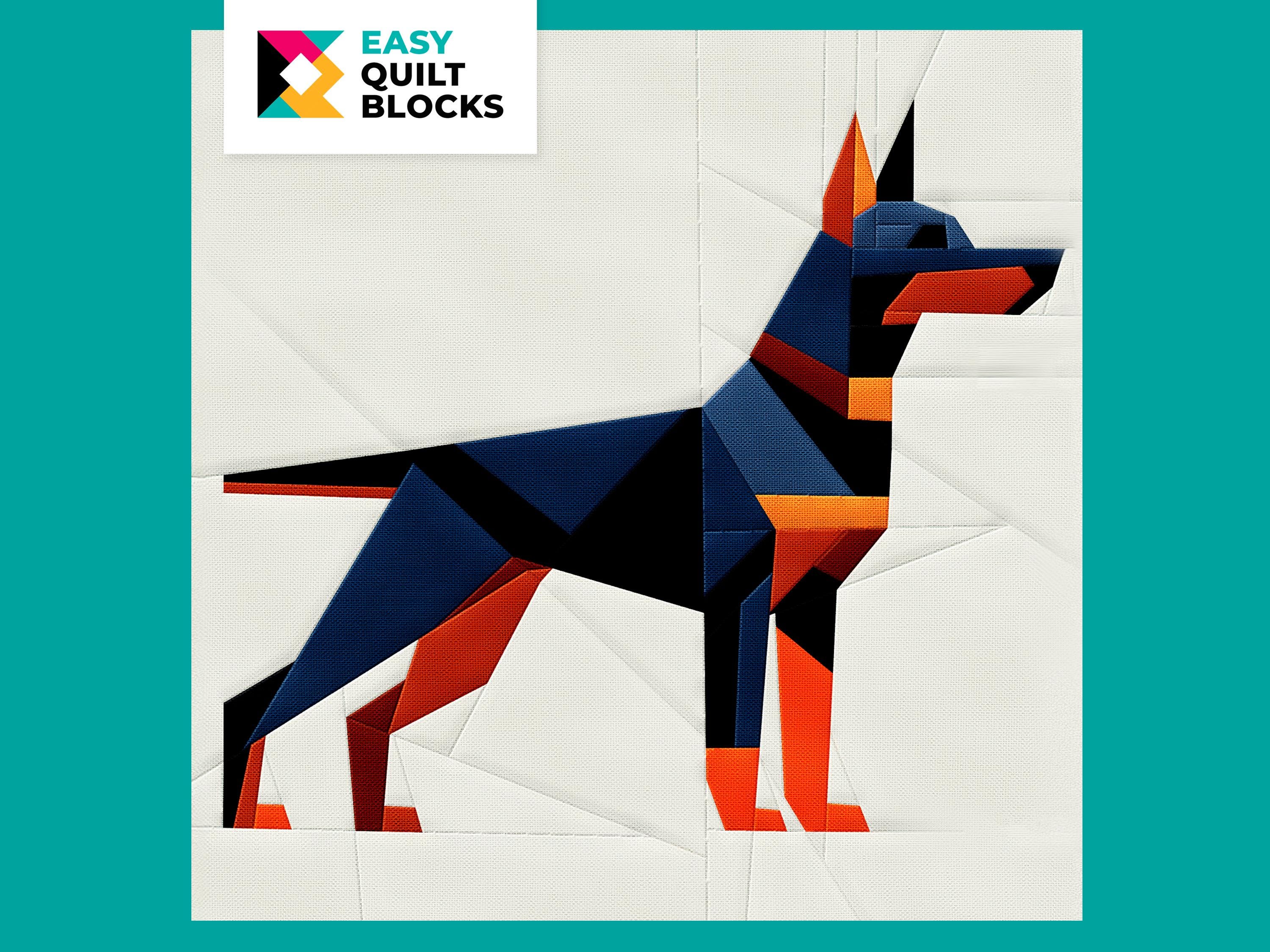 Doberman Quilt Block Pattern: Beginner FPP, 20x20 (PDF Pattern) - Etsy