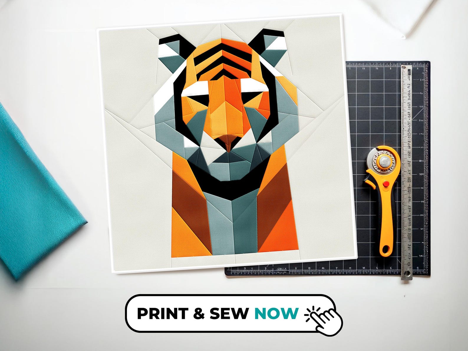 Tiger FPP Quilt Pattern: Beginner-friendly Jungle Design (20x20