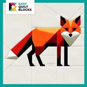 Modello FPP - EASY Sly Fox QUILT Block / Modello Clever Paper Pieced Quilt per trapunte Woodland, progetti di trapunte e decorazioni accoglienti / 20x20"
