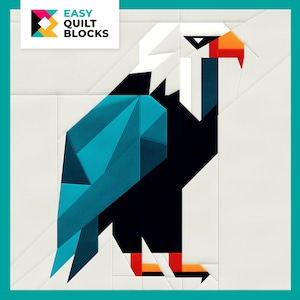 Eagle Quilt Block Pattern: Beginner FPP, Modern Geometric Design (PDF Pattern)