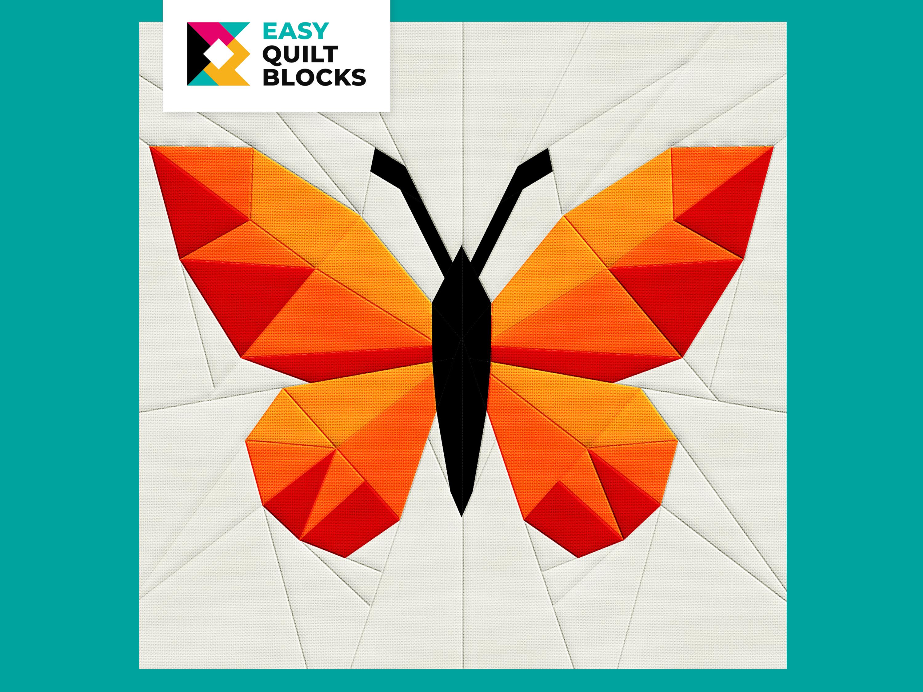 Butterfly Quilt Block FPP Pattern: Modern Spring Sewing (20x20
