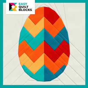 EASY Easter Egg FPP Pattern | Modern & Cheerful Quilt Block for Easter and Spring Sewing Projects, Home Decor for kids and Gifts | 20x20&quot;