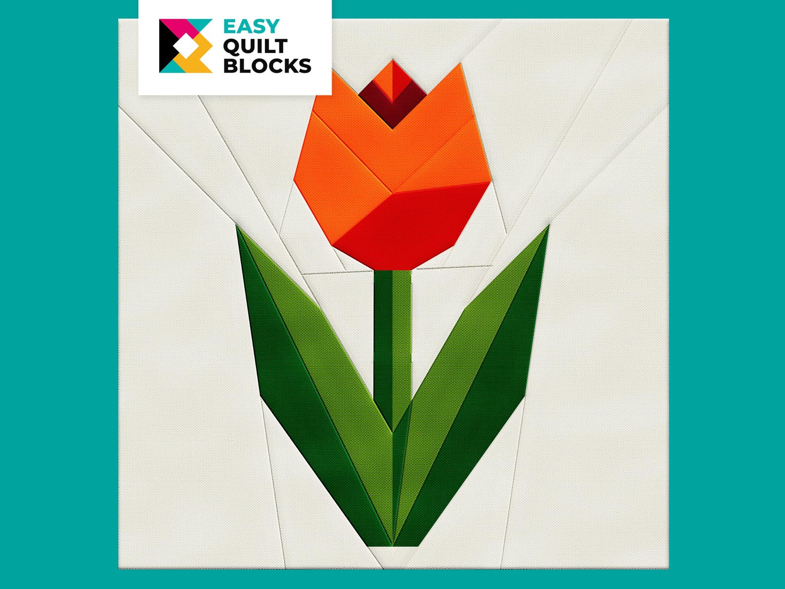 Tulip Quilt Block FPP Pattern: Modern Spring Sewing (20x20