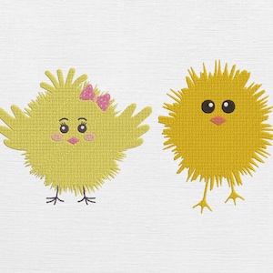 Motif de broderie poussins duveteux - broderie paire de poussins duveteux mignons - Animal à broder à la Machine - téléchargement immédiat - taille 6