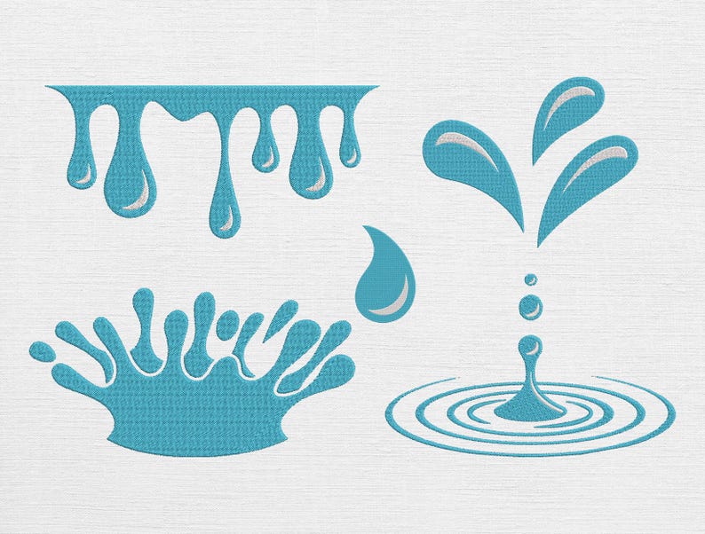 Water Drop Embroidery Design: Splash Pattern (digital Download) - Etsy