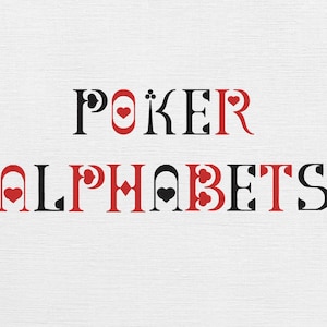Poker Alphabets Embroidery Design - ABC Digital Design - Machine Embroidery - Alphabets Pattern File - Instant Download - 7 Sizes