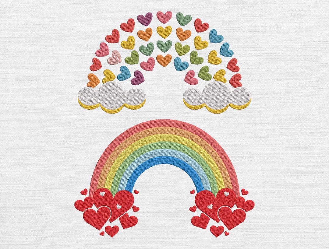 Rainbow Heart Machine Embroidery Design: 5 Sizes (digital Pattern) - Etsy