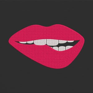 Lips Embroidery Design - Red Lips Embroidery Design - Biting Lips Machine Embroidery - Lips Pattern file - Instant Download - 13 Sizes