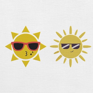 Cool Sun Embroidery Design - Sun Digital Machine Design - Sun Pattern file - Summer Embroidery - Instant Download - 9 Sizes