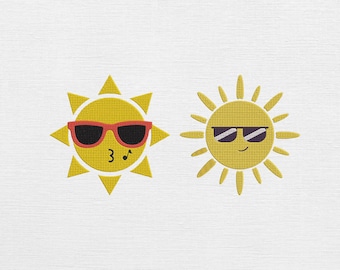 Desenho de Bordado Sol Fresco – Padrão de Bordado à Máquina para o Verão (9 Tamanhos) (Download Instantâneo)