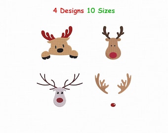 Reindeer Antlers Embroidery Design, Deer Head Machine Embroidery Pattern, Christmas Reindeer Embroidery File, Instant Download Digital File
