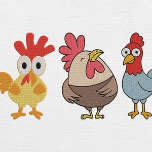Funny Chicken Machine Embroidery Design: Crazy Chicken Pattern (11 Sizes) (Digital Download)