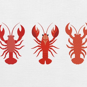 Lobster Embroidery Design: Silhouette Set, 5 Sizes (Digital Download)