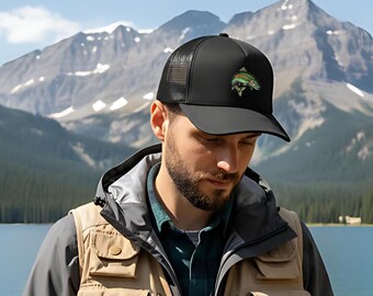 Embroidered Trout Trucker Cap