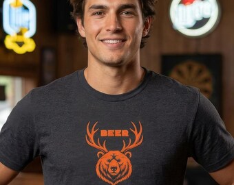 Beer Bear Shirt | Funny Outdoorsman Tee | Cotton Poly Blend