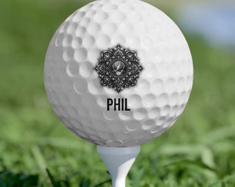 Rose Mandala and Stealie Personalized Golf Balls, 6pcs