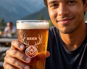 Engraved Pint Glass | Funny Bear Beer Glass