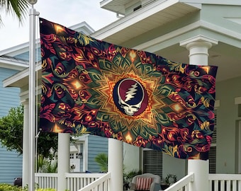 Kaleidoscope Grateful Dead Stealie Mandala Double Sided Flag