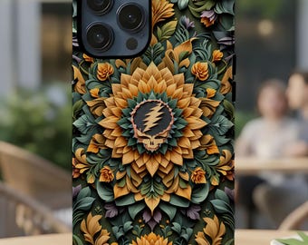 Grateful Dead Stealie Floral Mandala Tough Phone Case
