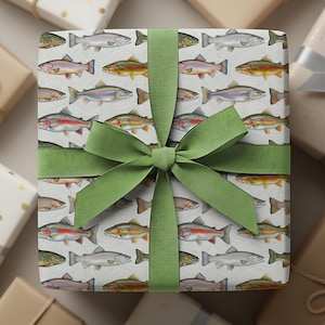 Trout Fish Pattern Wrapping Paper, Fishing Gift Wrap