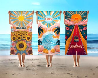 Personalized Hippie Beach Towel: Retro Boho Style