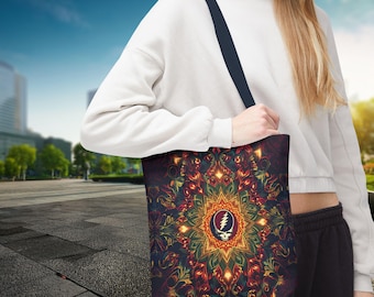 Grateful Dead Mandala Tote Bag | Psychedelic Steal Your Face Pattern
