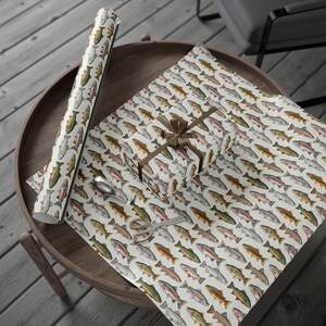 Trout Fish Pattern Wrapping Paper, Fishing Gift Wrap image 4