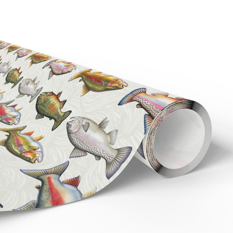 Trout Fish Pattern Wrapping Paper, Fishing Gift Wrap image 5