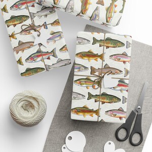 Trout Fish Pattern Wrapping Paper, Fishing Gift Wrap image 3
