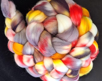 Hand Dyed Polworth Combed Top “Vikings Wore Lipstick?"  4 Oz.