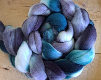 Hand Dyed Cormo Combed Top "Stormy Waters" 4 Oz.
